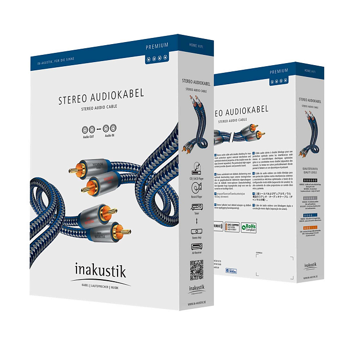 Кабель Inakustik Premium Audio Cable RCA Blue 5 m - рис.1