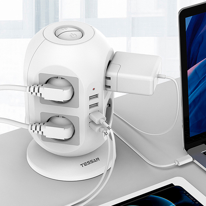 Сетевой фильтр Tessan JW402 Grey - рис.1