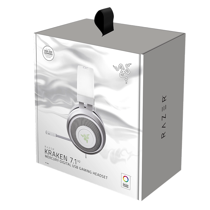 Игровая гарнитура Razer Kraken 7.1 V2 Oval (PC/PS4) USB Mercury White - рис.5
