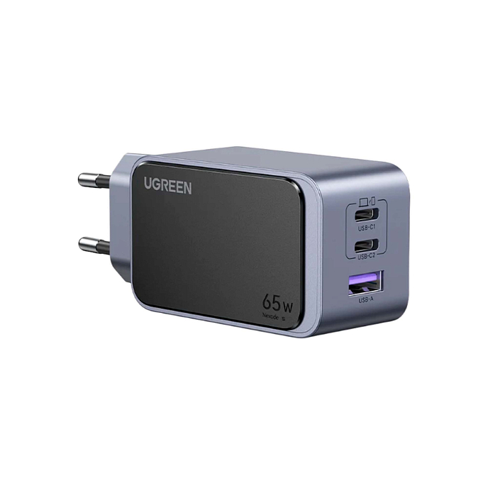 Сетевое зарядное устройство Ugreen X553 65W USB-A + 2USB-C GaN Grey - рис.0