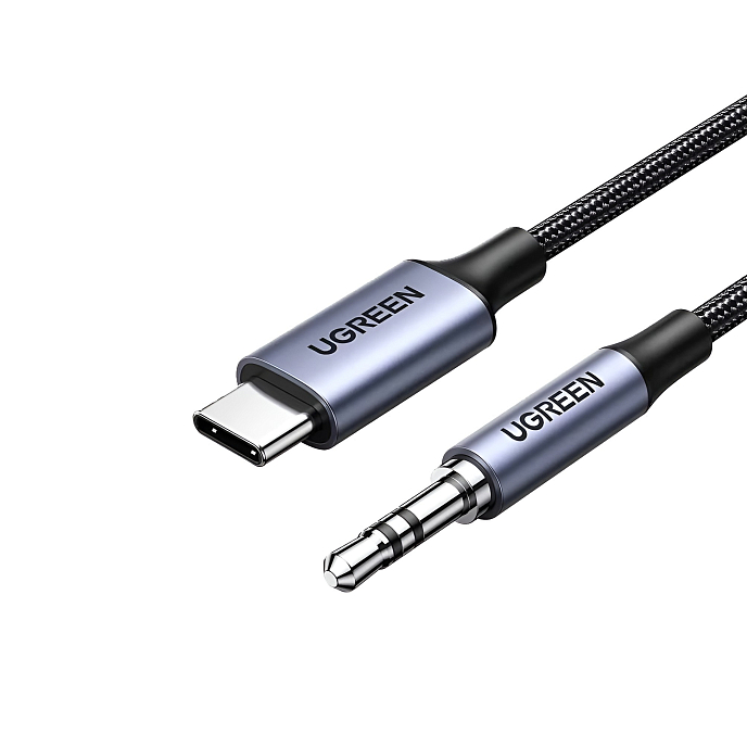 Кабель Ugreen CM450 USB-C - Jack 3.5mm Grey 1m - рис.1