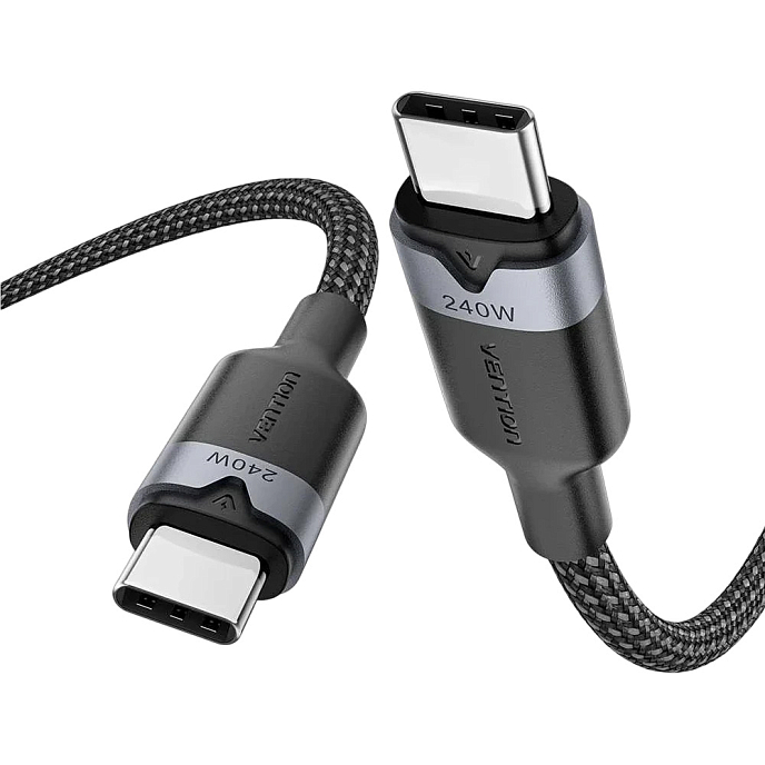 Кабель Vention USB 2.0 USB-C - USB-C 5А PD240W Black 2m - рис.1