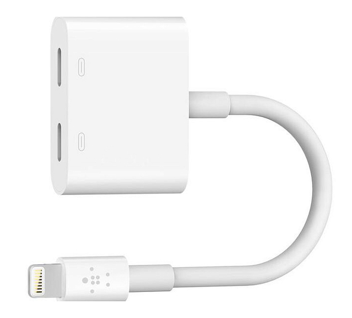 Адаптер Belkin Lightning Audio + Charge RockStar iPhone7/7Plus White - рис.0