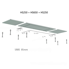 Стол ddHiFi HS650 x 1 + HS250 x 2 + SR85 x 8 Pinkish Gray/Silver