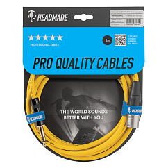 Кабель HeadMade Pro XLR-M - 6.3mm stereo Yellow 3m