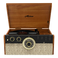 Проигрыватель винила Alive Audio Great Gatsby light wood виниловый проигрыватель c bluetooth, cd, fm-радио, кассетник (SN 81514111219568979965)_Уценка