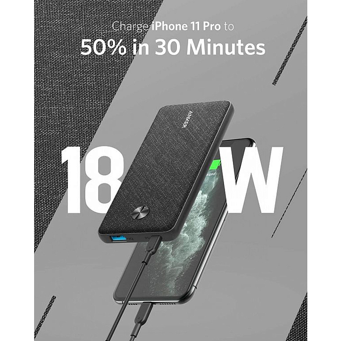 Портативный аккумулятор Anker PowerCore Sense 10000 PD Fabric Black - рис.1