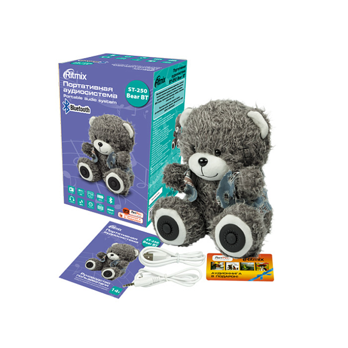 Портативная колонка Ritmix ST-250 Bear BT Grey - рис.6