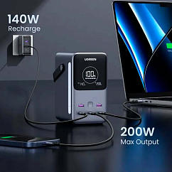 Внешний аккумулятор UGREEN PB770 48000mAh 300W 3USB-C + 2USB-A Grey