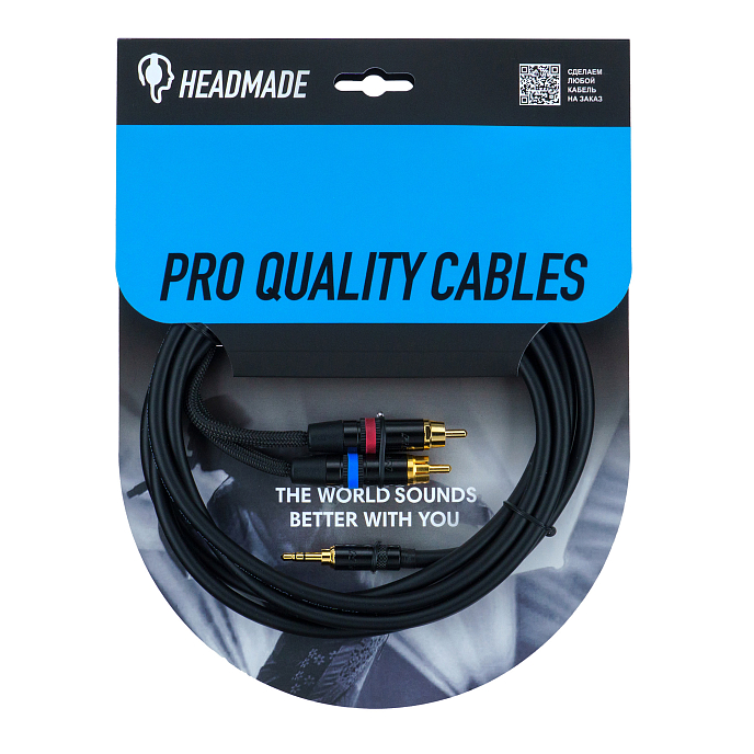 Кабель HeadMade Pro 2RCA - 3.5mm Black 1.5m - рис.0