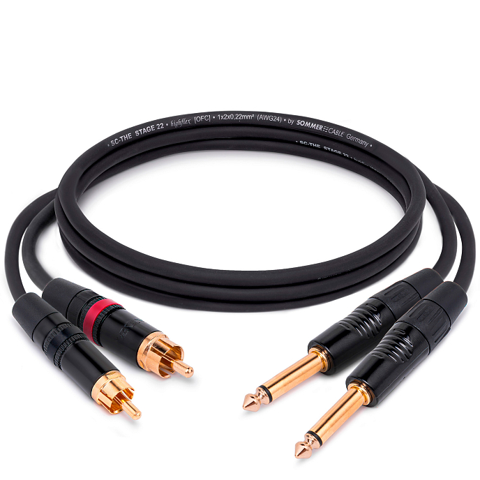 Кабель HeadMade Pro 2RCA - 2x6.3mm Black 1.5m - рис.0