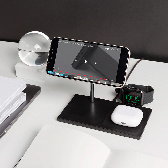 Беспроводная зарядка Native Union Snap 3-in-1 Magnetic Wireless Charger Black - рис.8