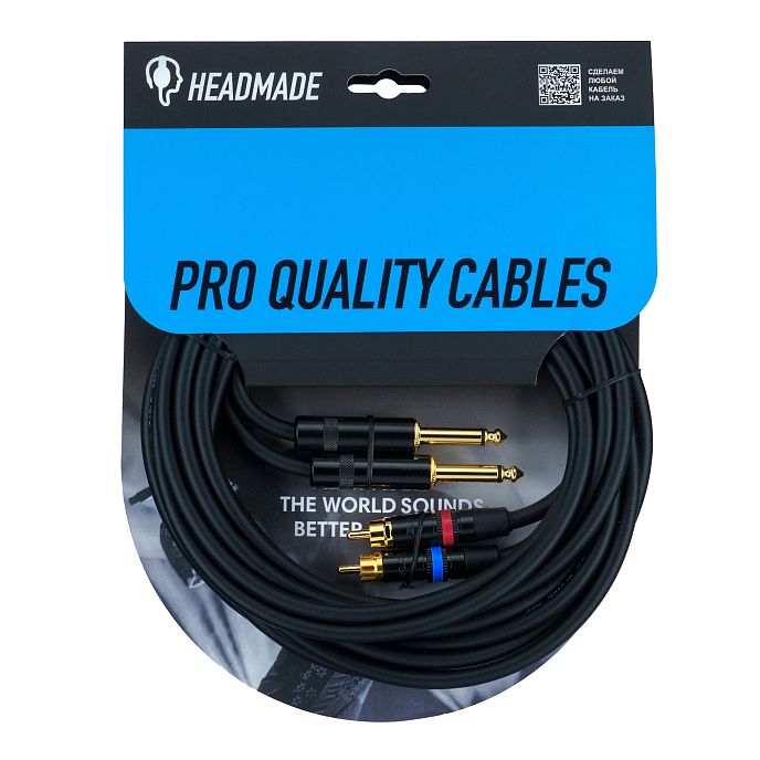 Кабель HeadMade Pro 2RCA - 2x6.3mm 3m - рис.0