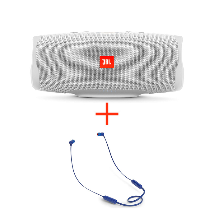 Портативная колонка JBL Charge 4 White + T110 BT Blue - рис.0