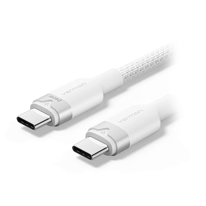 Кабель Vention USB 2.0 USB-C - USB-C 5А PD240W White 2m - рис.0