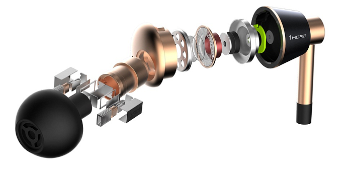 Наушники внутриканальные 1MORE E1001 Triple Driver In-Ear Gold - рис.2