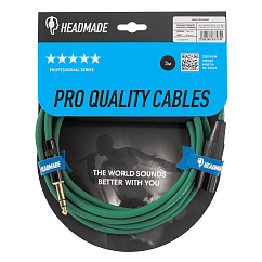 Кабель HeadMade Pro XLR-M - 6.3mm stereo Green 3m
