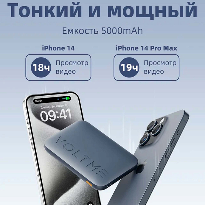 Портативный аккумулятор VOLTME Hypercore Go 5K Dark Grey Metallic - рис.2