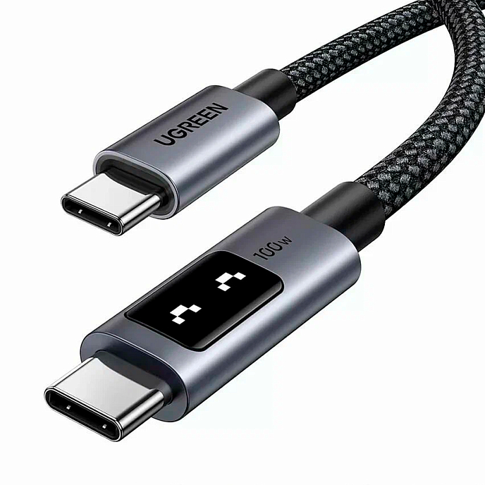 Кабель UGREEN L509 Black/Grey USB-C/USB-C Robot 0.5m - рис.1