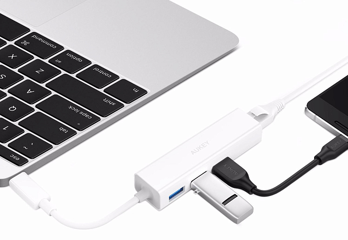 USB HUB Aukey USB-C to 3-USB 3.0 with Gigabit Ethernet (CB-C17) - рис.6