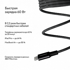 Кабель Magssory Link L 60W USB-C - Lightning Black 1.2m