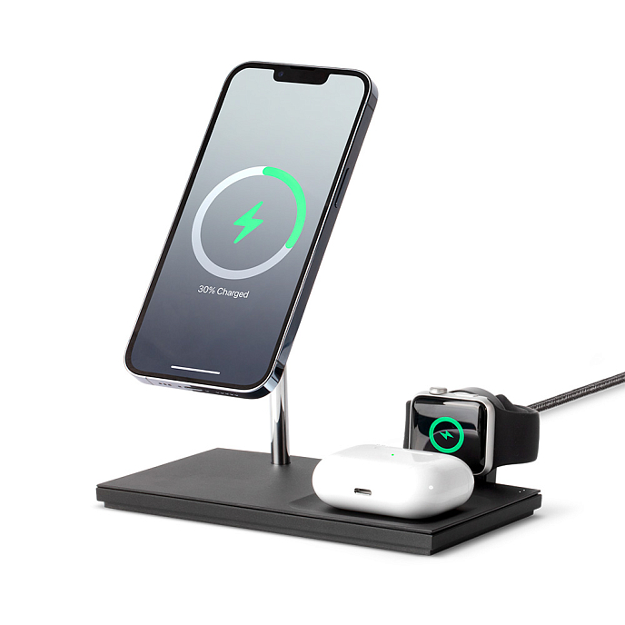 Беспроводная зарядка Native Union Snap 3-in-1 Magnetic Wireless Charger Black - рис.3