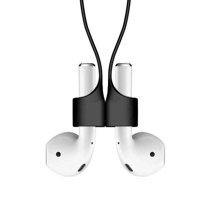 Силиконовый шнурок для AirPods Deppa Silicon strap for AirPods Black - рис.0