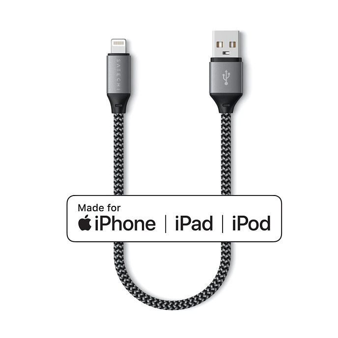 Кабель Satechi USB-A to Lightning Short Cable Space Grey - рис.4