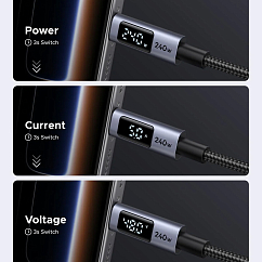 Кабель Ugreen L530 USB-C to USB-C PD 240W Grey Cosmos 1m