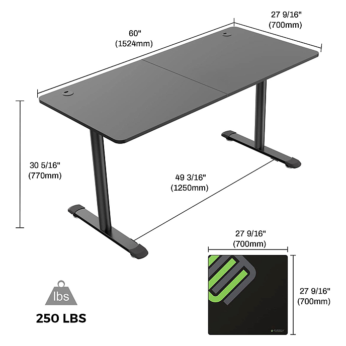 Компьютерный стол EUREKA IOD 60 Black - рис.2