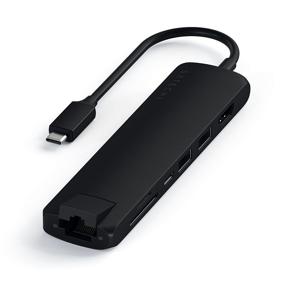 USB HUB Satechi Type-C Slim Multiport with Ethernet Adapter Black - рис.0