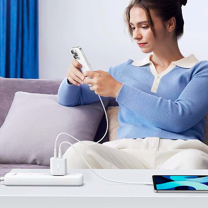 Сетевое зарядное устройство Ugreen X227 USB-A - USB-C 20W White - рис.1