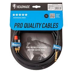 Кабель HeadMade Pro 2RCA - 6.3mm 3m