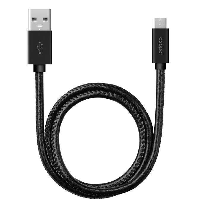 Кабель Deppa Leather USB - microUSB Black 1.2 m - рис.0