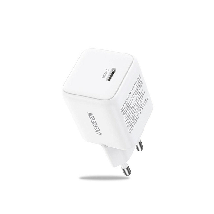 Зарядное устройство Ugreen X512 Mini 20W USB-C GaN White - рис.0