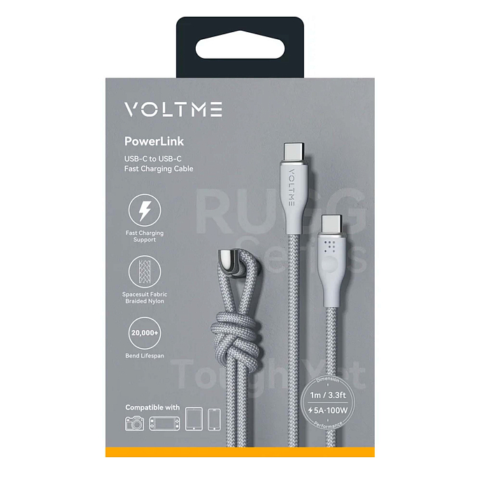 Кабель VOLTME PowerLink Rugg CTC USB-C - USB-C 1m Grey - рис.4