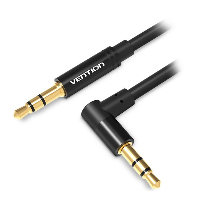 Кабель Vention 3.5mm Male - 3.5mm Male Angled 90 Black 1.5m - рис.0