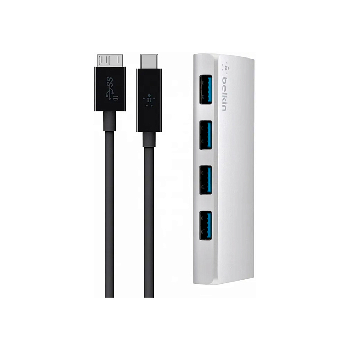 USB HUB Belkin USB 3.0 4 Port Hub Silver - рис.0