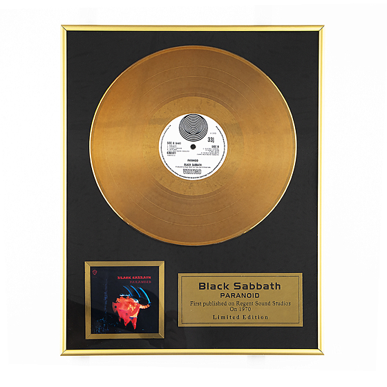 Часы VinylLab Золотой диск в рамке диск в рамке Black Sabbath Paranoid - рис.0