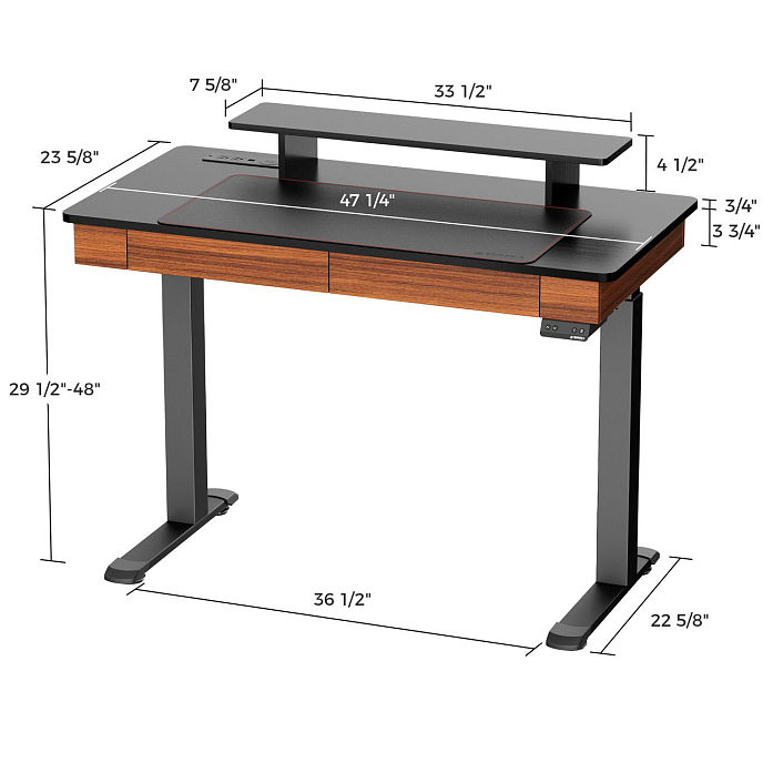 Компьютерный стол EUREKA ED-I47 Walnut - рис.3