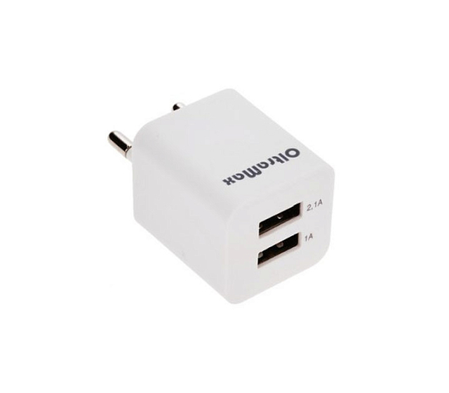 Сетевое зарядное устройство OltraMax charger 3.1A 2.1A+1A 2xUSB Soft-touch OM-Z-00010 White - рис.0