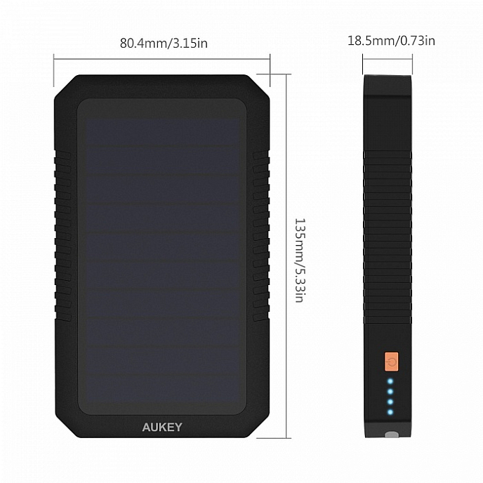 Внешний аккумулятор Aukey Dual USB Port Solar Battery 12000mAh - рис.3