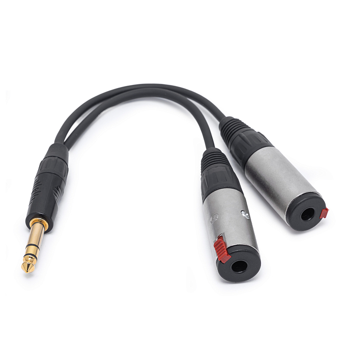 Кабель HeadMade Pro 6.3mm Stereo - 2x6.3mm Female Mono 0.3m - рис.0