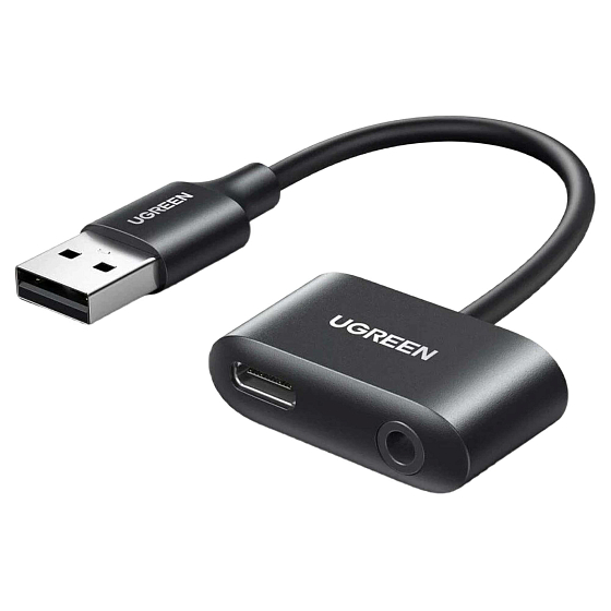 Переходник Ugreen CM397 USB-A - USB-C 3.5mm Black - рис.0