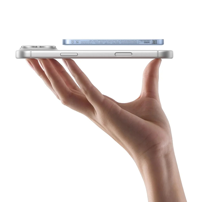 Внешний аккумулятор Ugreen PB580 MagFlow Air Ultra-Slim 5000mAh Silvery Blue - рис.1