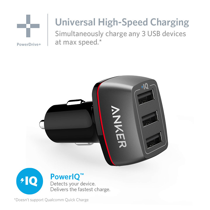 Автомобильное зарядное устройство Anker PowerDrive+ 3 USB - рис.1