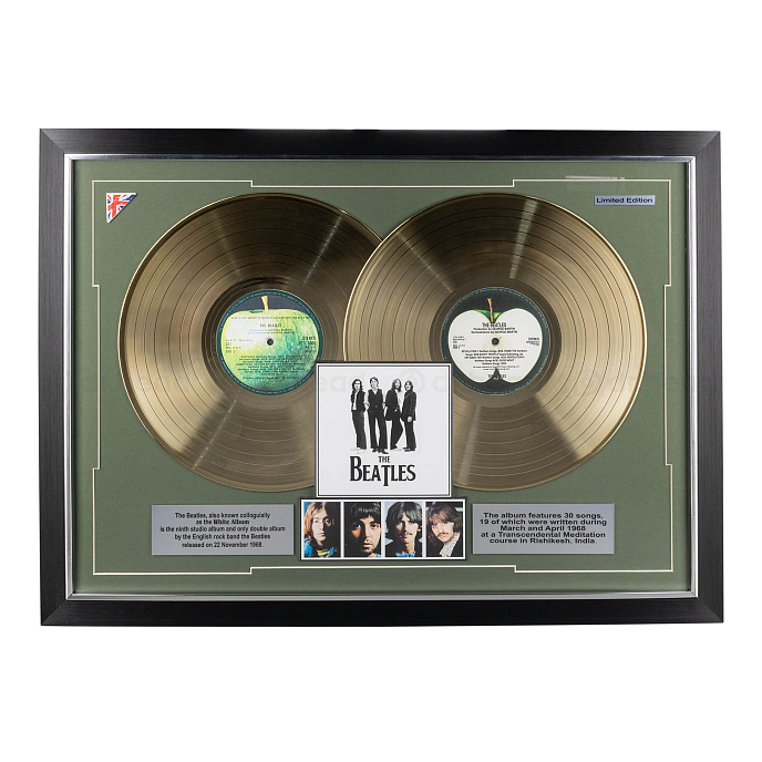 Сувенир Декор Золотой диск The Beatles - White Album разноцветный - рис.0