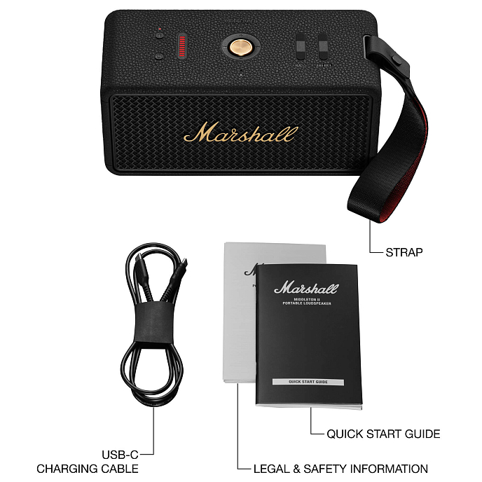 Портативная колонка Marshall Middleton II Black & Brass - рис.4