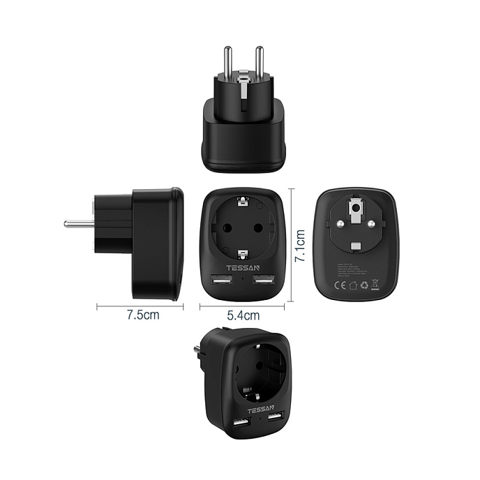 Сетевой фильтр Tessan TS-611-DE Black - рис.1