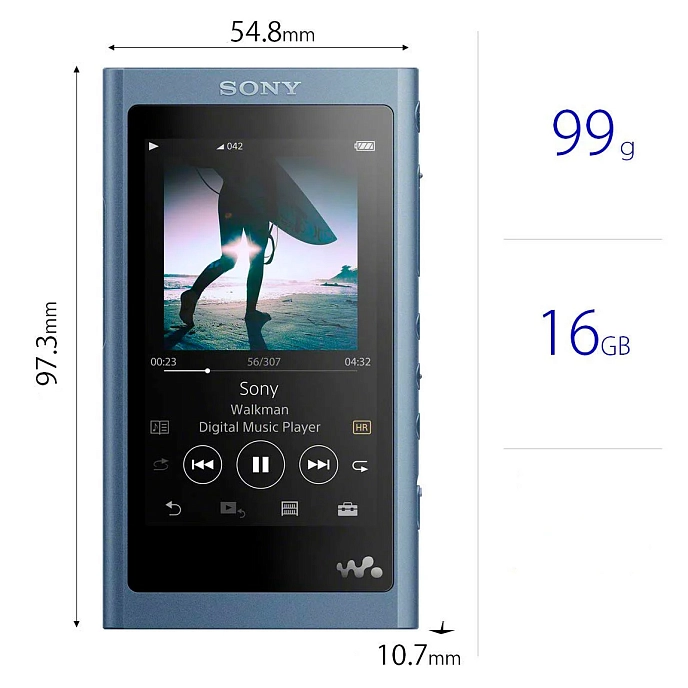 Плеер Sony NW-A55HN 16gb Blue - рис.2